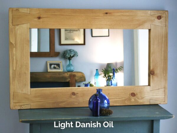 Rustic wooden mirror with a 12 cm frame width LIGHT DO option