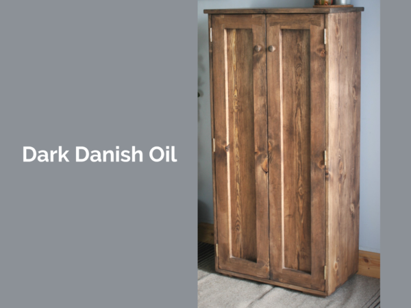 Large shoe storage cabinet with double doors and round wooden handles, dark wood option.