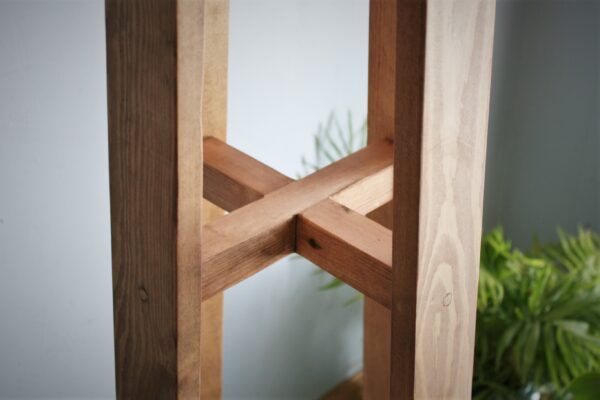 Wooden hat stand & coat rack, middle view.