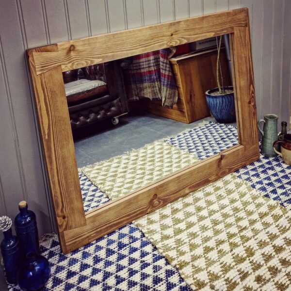 Large wooden frame mirror, country house extra large wooden mirror for your rustic luxury living room, cottage kitchen or grand dining room. Made in Somerset UK