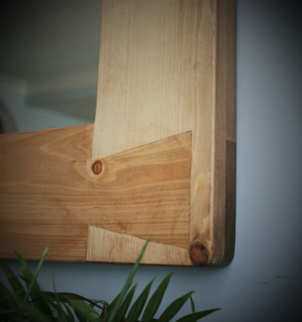 Chunky wooden mirror in sustainable natural wood, deep wood frame handmade in Somerset UK