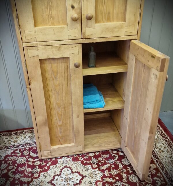 Large bathroom armoire cabinet, freestanding farmhouse cottage rustic linen cupboard handmade in Somerset UK