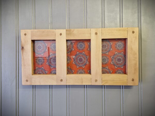 Rustic triple frame 5x7, chunky wooden multi photo frame for 7 x 5 inch, country artisan home from Somerset UK