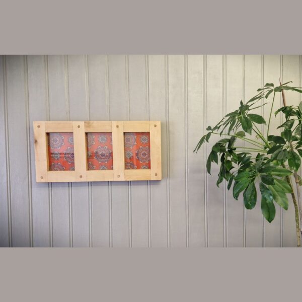 Rustic triple frame 5x7, horizontal wooden 3 aperture multi photo frame, custom handmade in Somerset UK