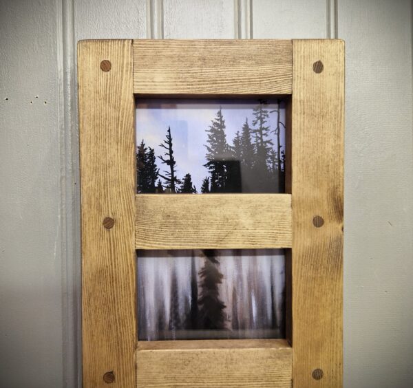 Wooden triple frame 6x4 inch, picture & photo frame with dowel joints in rustic wood, handmade in Somerset UK